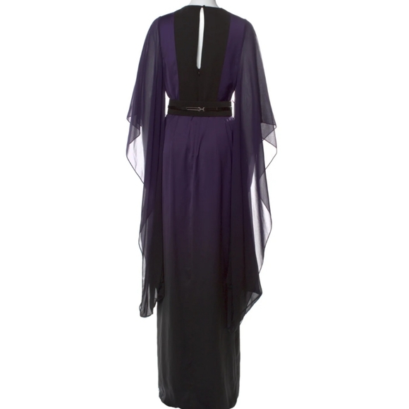 *Flaw, no belt!* HALSTON HERITAGEPlunge Neckline Long Dress w/ Tags - Picture 5 of 5